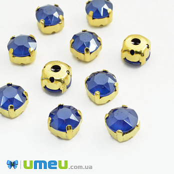 Шатон круглий К9 8 мм, Золото, Синій опал (KAB-041836)