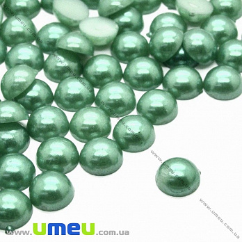 Полубусина пластиковая Жемчуг, 8 мм, Круглая, Зеленая, 1 шт (KAB-022655)
