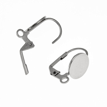 Швензи з нерж. сталі з французьким замком з майданчиком, 18х10 мм, Темне срібло (STL-060521)