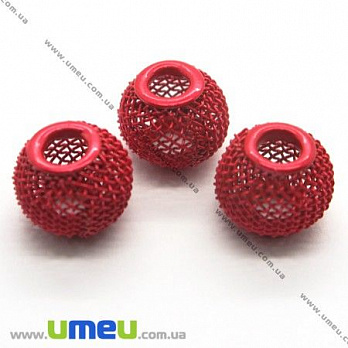 [Архів] Намистина мет. сітчаста, 14х12 мм, Червона (BUS-004175)