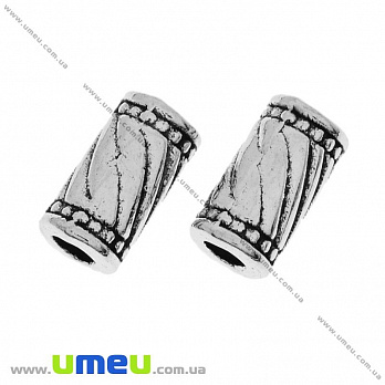 Намистина мет. Трубочка, 11х6 мм, Античне срібло (BUS-029883)