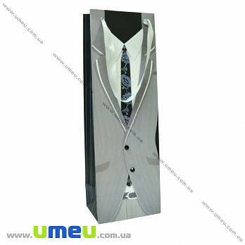 Подарочный пакет Мужской, 36х12х9 см, Серый, 1 шт (UPK-023641)