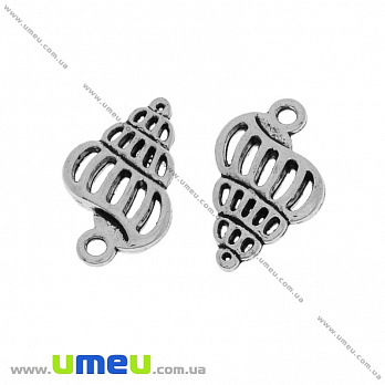 [Архів] Підвіска метал. Мушля (двохстор.), 19х12 мм, Античне срібло (POD-031494)