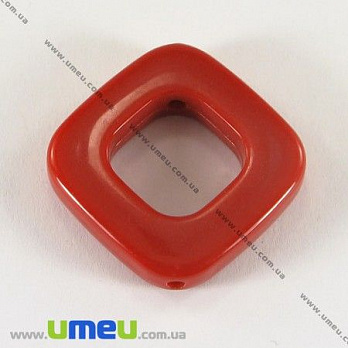 [Архів] Намистина пластикова Ромб, 29х29 мм, Червона (BUS-000875)