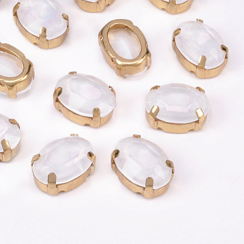 Шатон овальний 14х10 мм, Золото, Білий (KAB-052961)