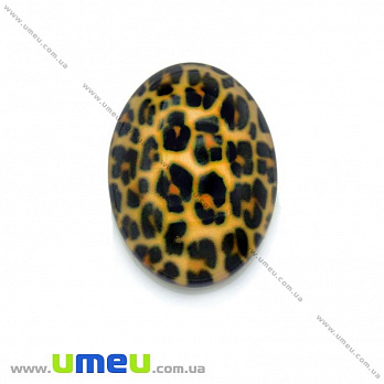 Кабошон скляний з принтом Леопардовий, 18х13 мм, Овал (KAB-013727)