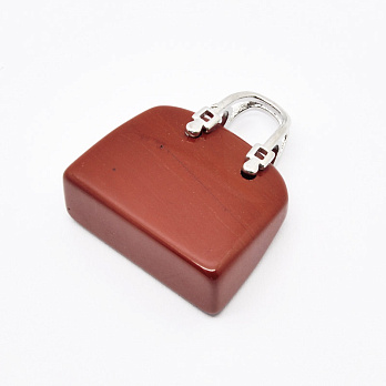 Підвіска Сумочка, Натур. камінь Яшма червона, 27х25х10 мм (POD-054421)