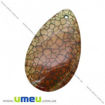 Підвіска з натурального каменю, Агат Вени дракона, Крапля, 47х28 мм (POD-033006)