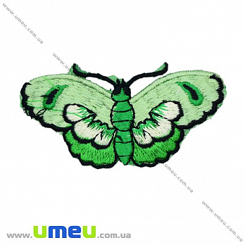Термоаппликация Бабочка, 7,5х3,5 см, Зеленая, 1 шт (APL-020953)