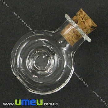 Стеклянная баночка Круглая, Прозрачная, 25х19 мм, 1 шт (DIF-001865)