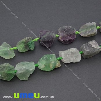 [Архів] Намистини з натурального каменю Флюорит необроблений, 45 см (BUS-035459)