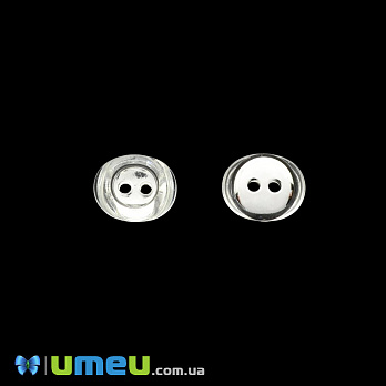 Гудзик пластиковий Овальний, 10х8 мм, Сріблястий (PUG-046496)