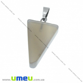 Подвеска Треугольник из натурального камня, Агат серый, 30х15 мм, 1 шт (POD-020887)