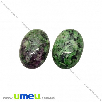 Кабошон нат. камінь Рубін в цоізиті, Овал, 18х13 мм (KAB-025985)