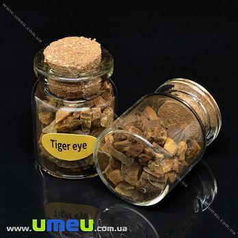 Бутылочка с крошкой натурального камня, Тигровый глаз, 31х22 мм, 1 шт (POD-037229)