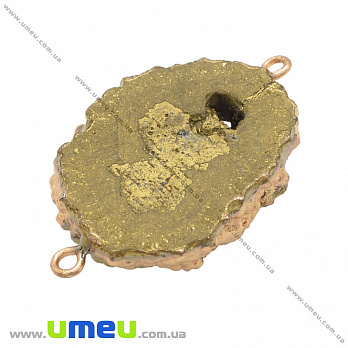 Коннектор из натурального камня Друза Агата в металле, Золотистый, 42х26 мм, 1 шт (POD-036979)