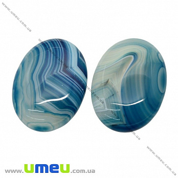 Кабошон нат. камінь Агат синій, Овал, 40х30 мм (KAB-025974)