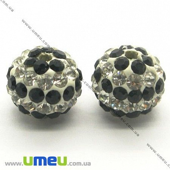 [Архів] Намистина Шамбала смугаста, 10 мм, Чорна, Клас В (BUS-004069)