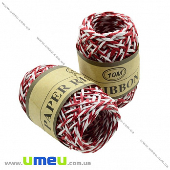 Бумажный шнур, Красно-белый, 2 мм, 1 моток (10 м) (LEN-020911)