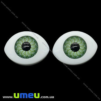 Глазки клеевые для кукол, 19х14 мм, Зеленые, 1 пара (DIF-023233)