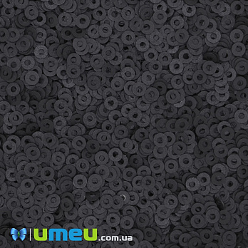 Пайетки Италия круглые плоские, 2 мм, Черные №996W Nero Satinati, 1 г (PAI-039172)