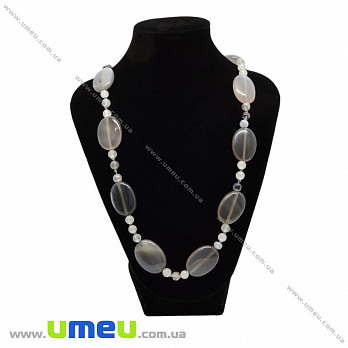 Намиста з натурального каменю Агат сірий, 65 см (BUS-028730)