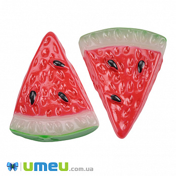 Кабошон із полімерної глини, Кавун, 31х24 мм, Червоний (DIF-050801)