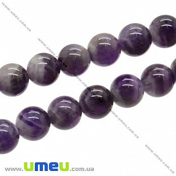 [Архів] Намистина натуральний камінь Аметист, 12 мм, Кругла (BUS-009966)