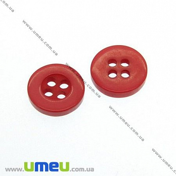 Пуговица пластиковая Круглая, 11 мм, Красная, 1 шт (PUG-007537)