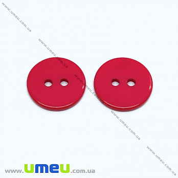 Пуговица пластиковая Круглая, 15 мм, Красная, 1 шт (PUG-012998)