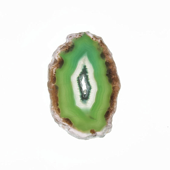 Зріз Агата без отвору, Зелений, 62х39 мм (POD-009267)