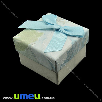 Подарочная коробочка Квадратная с узором под кольцо, 4,5х4,5х3,5 см, Голубая, 1 шт (UPK-023077)