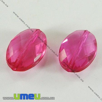 [Архів] Намистина акрилова Овал гранований, 19х13 мм, Малинова (BUS-000775)