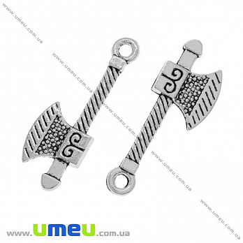 [Архів] Підвіска металева Сокира (двухстор.), Античне срібло, 27х10 мм (POD-028289)