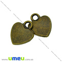 Подвеска метал. Сердечко, 12х10 мм, Античная бронза (POD-003359)