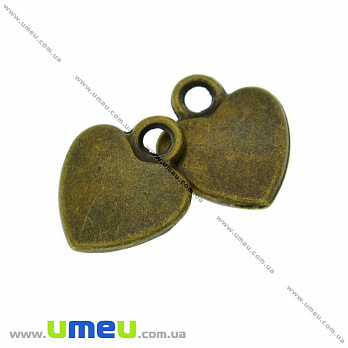 Подвеска метал. Сердечко, 12х10 мм, Античная бронза (POD-003359)