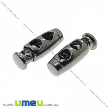 Фиксатор для шнура металлический на 2 отверстия, 24х9 мм, Черный, 1 шт (SEW-035962)
