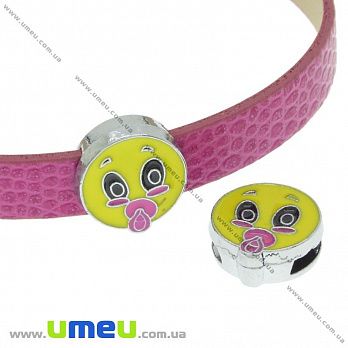 [Архів] Намистина під ремінець Смайлик, 13х12 мм, Темне срібло (BUS-036274)