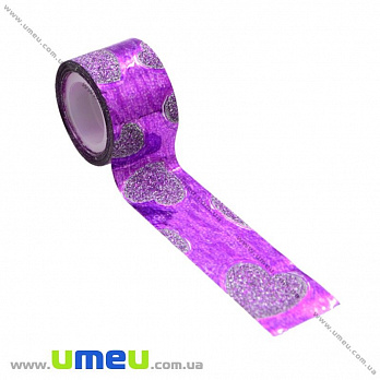 Декоративный скотч глиттерный, 11 мм, Фиолетовый, 1 катушка (1 м) (DIF-017956)