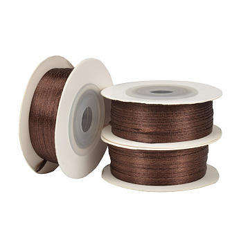 Атласна стрічка двостороння, 3 мм, Коричнева (LEN-061047)