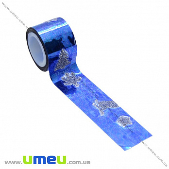 Декоративный скотч глиттерный, 11 мм, Синий, 1 катушка (1 м) (DIF-017957)