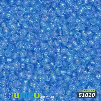Бісер чеський №766 / 61010, Блакитний, Прозорий райдужний, 10/0 (BIS-036591)