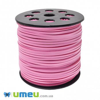 Замшево-кожаный шнур, 3 мм, Розовый, 1 м (LEN-044165)