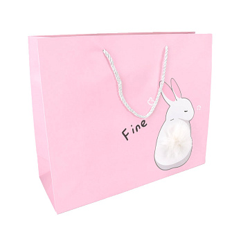 Подарочный пакет Кролик, 32х26х11 см, Розовый (UPK-035678)