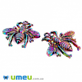 [Архів] Підвіска металева Бджола, Різнокольорова, 27х27 мм (POD-045057)