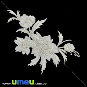 Термоаплікація Квіти, Срібляста, 12х8 см (APL-016424)