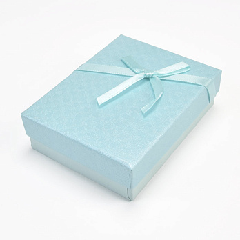 Подарункова коробочка Прямокутна з бантиком, 9х7х2,5 см, Блакитна (UPK-056835)