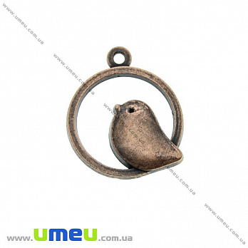 Підвіска метал. Пташка, 25х21 мм, Мідь (POD-021083)