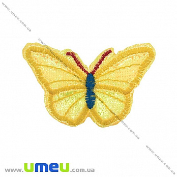 Термоаппликация Бабочка блестящая, 6х4 см, Желтая, 1 шт (APL-022198)
