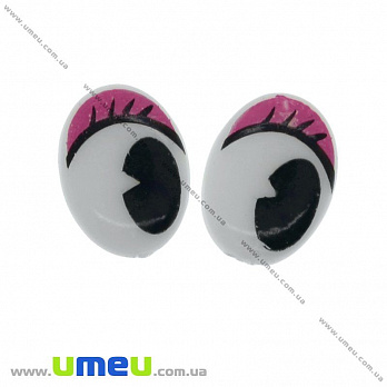 Глазки клеевые овальные, 16х12 мм, Розовые, 1 пара (DIF-010592)